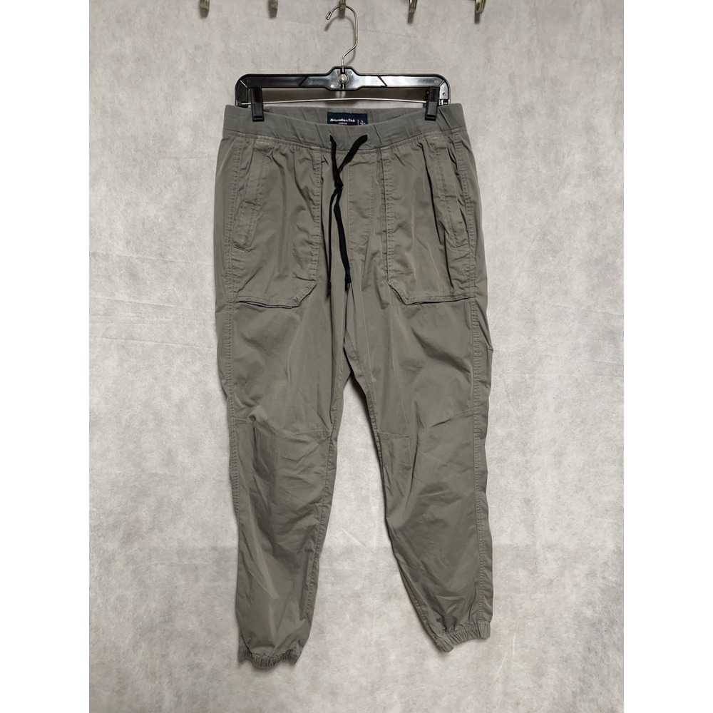 Abercrombie Fitch Pants Men L Green Jogger Pull On Stretch Lightweight 31x29 - Picture 2 of 10